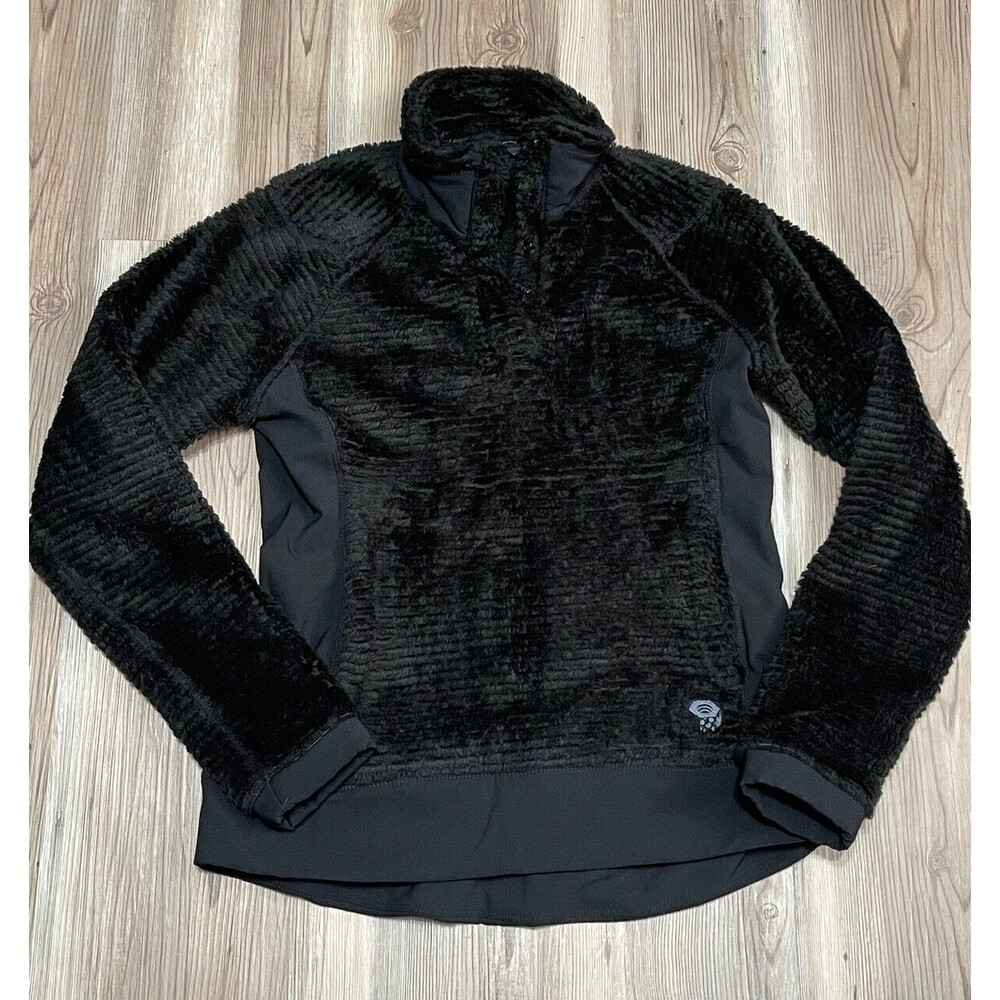 Mountain Hardware Womens Size S Black Fleece Pullover Black Polartec 1/4 Button